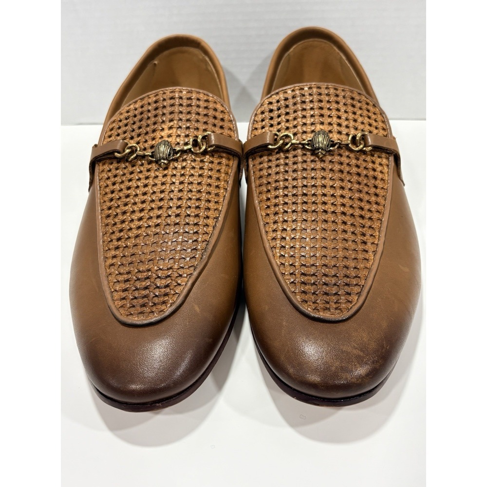 Kurt Geiger Ali Mens EU 45.5 US 11.5 Brown Leather Woven Bit Loafers